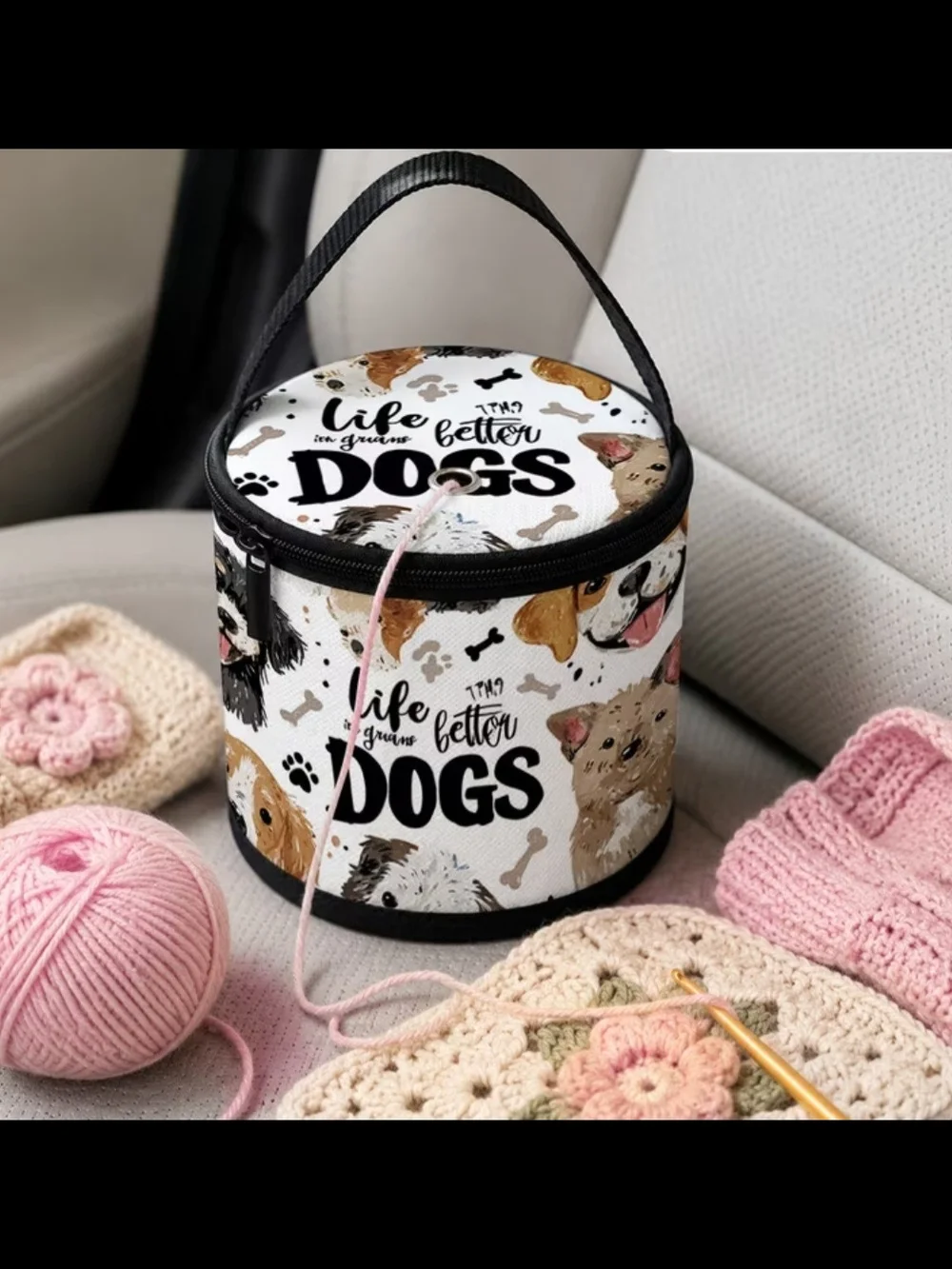 GIFT IDEA$$ Round Crochet Case Dog Bag -  